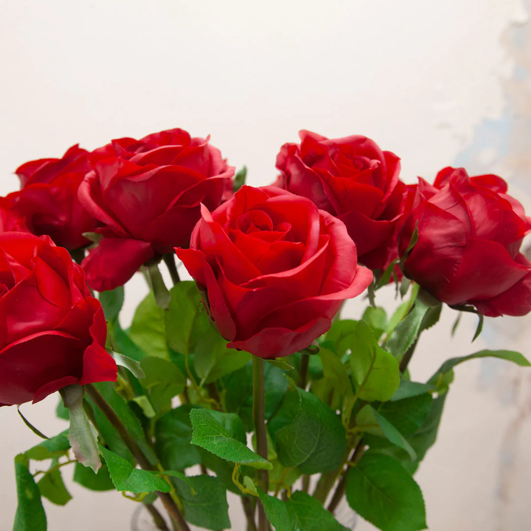 Artificial  Avalanche Rose Stem with Leaves - Image 6