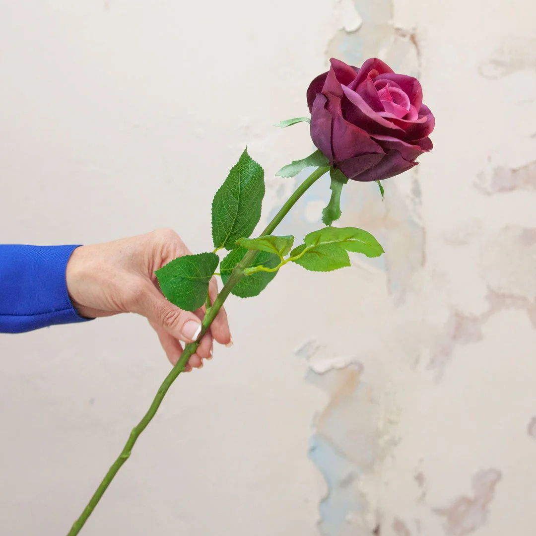 Artificial  Avalanche Rose Stem with Leaves - Image 8
