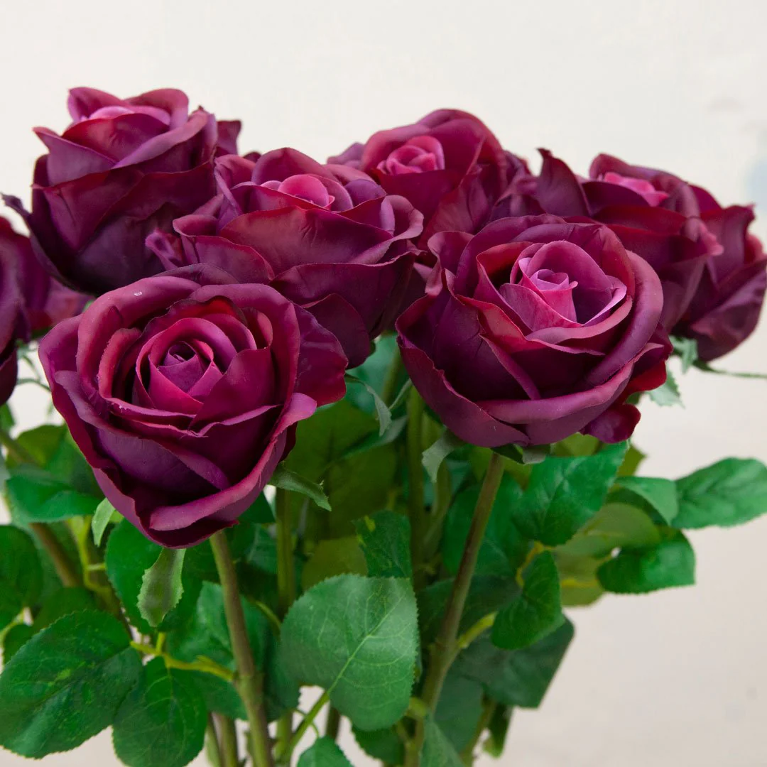 Artificial  Avalanche Rose Stem with Leaves - Image 9