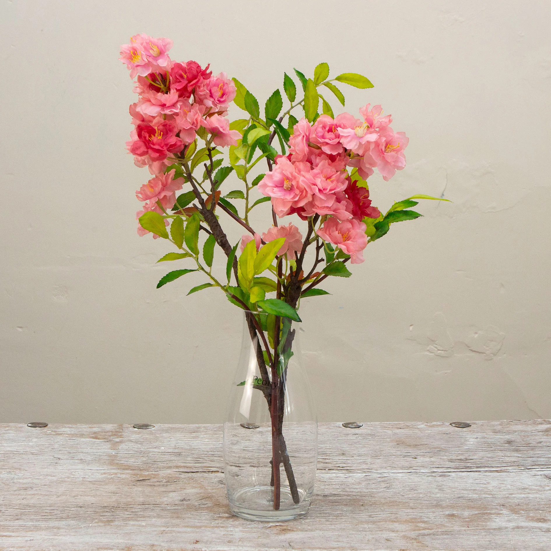 Artificial Blossom Stems in Glass Milk Bottle Vase - Image 5