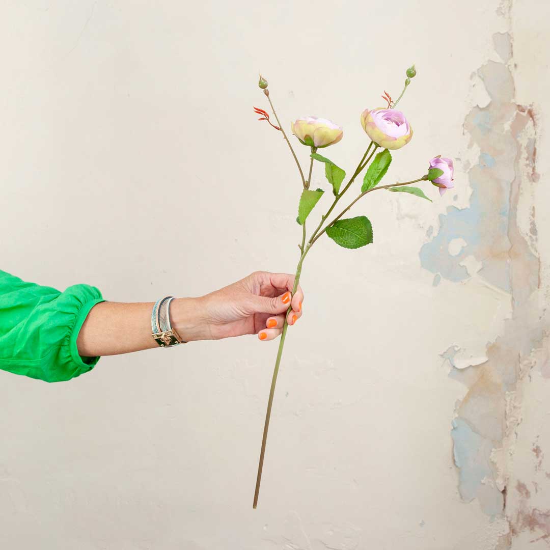 Artificial Ranunculus Stem with Buds and Leaves - Image 5