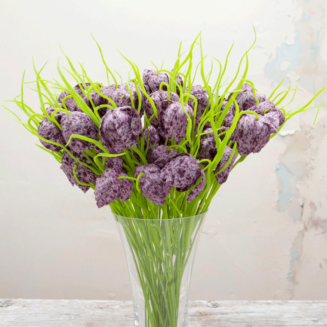 Artificial  Fritillaria Stem with Leaves -  Double headed - Image 6