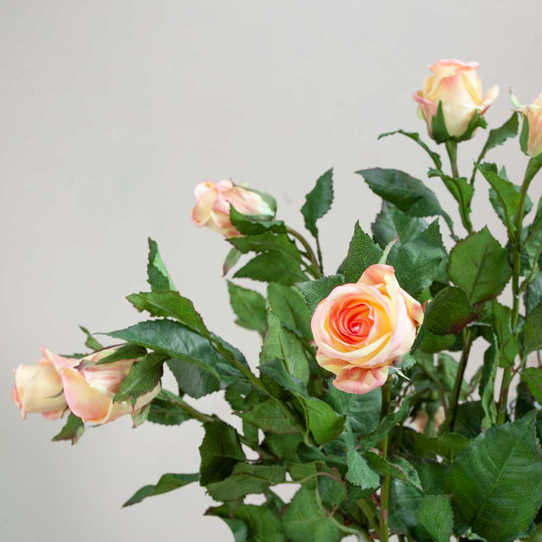Artificial Rose with Buds and Thorns on a Long Stem - Peach/Pink - Image 3