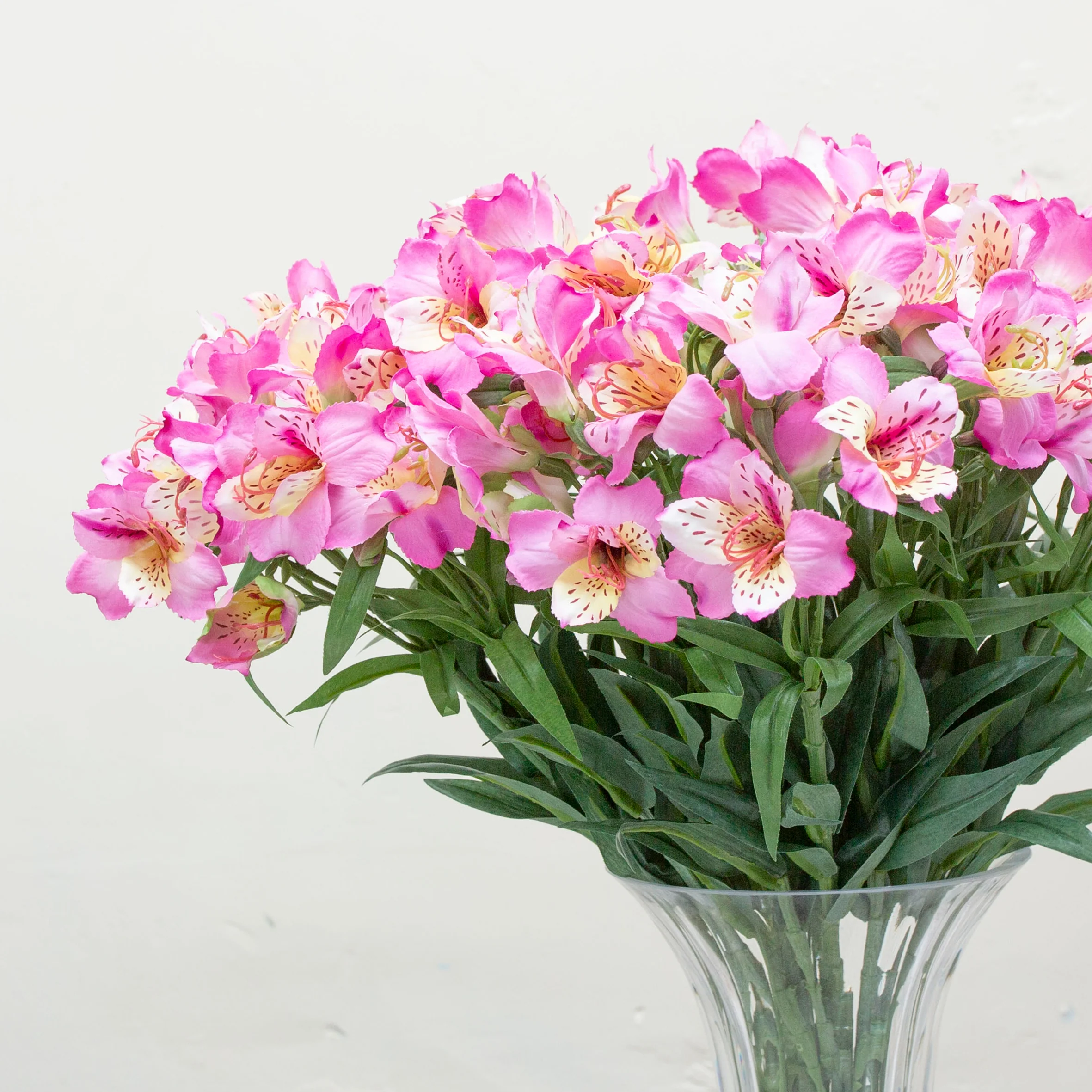 Artificial Alstroemeria Stem with Leaves - Pink - Image 3
