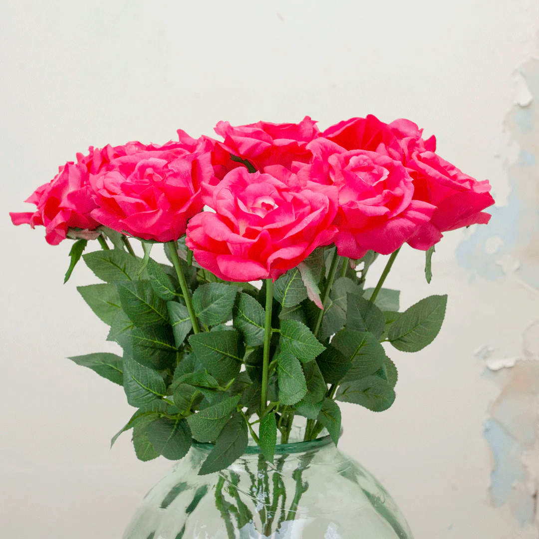 Artificial Pink Rose Stem - Fuchsia/Pink - Real Touch - Image 3